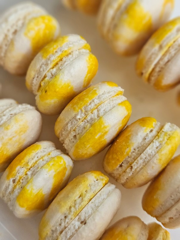 Macarons being prepared